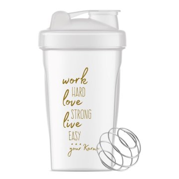 Plastový shaker s kovovou spirálou - bílý - 400 ml - 1 ks