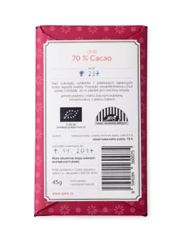 AJALA - Chilli 70% czekolada BIO 45 g PL