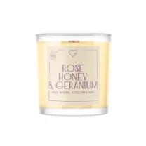 Sviečka s dreveným praskajúcim knôtom – Rose Honey & Geranium 50 g SK
