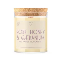 Svíčka s dřevěným praskajícím knotem - Rose Honey & Geranium 160 g SK