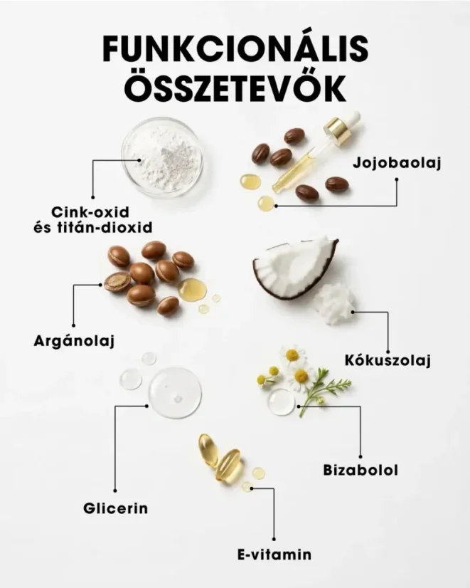 HU Ásványi fényvédő krém SPF 30 – funkcionális összetétel, E-vitaminnal, argánolajjal, kókuszolajjal és jojobaolajjal