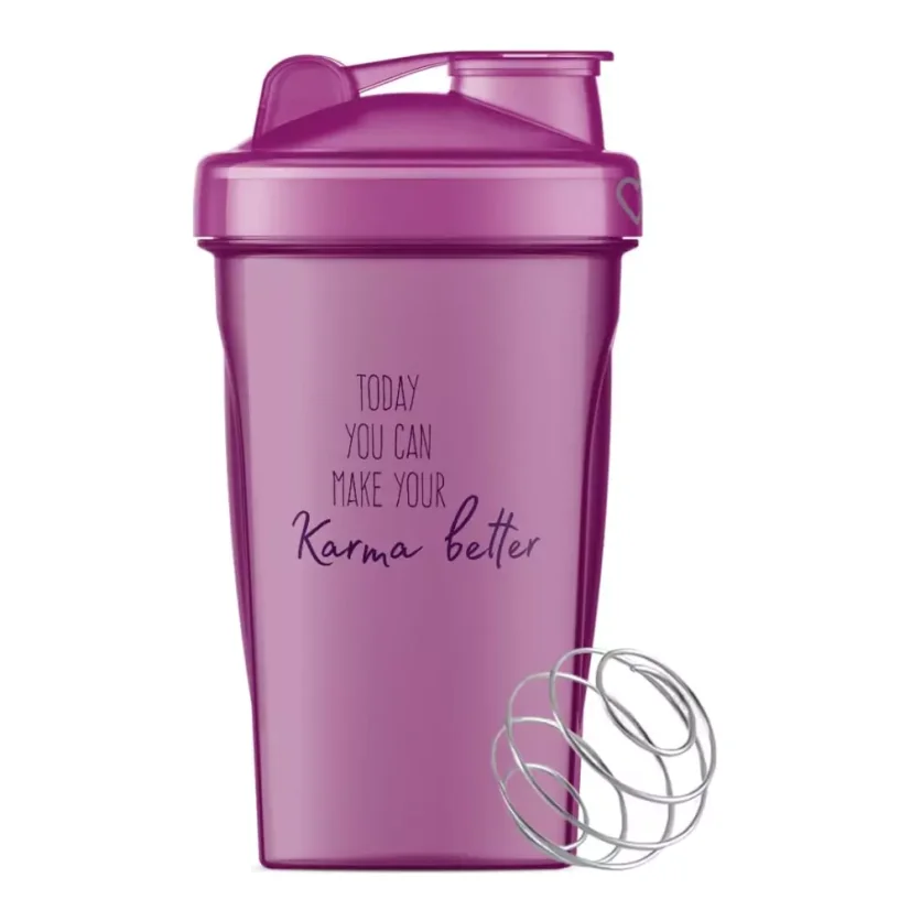 Plastikowy shaker z metalową spiralą - fioletowy - 400 ml - 1 szt. PL