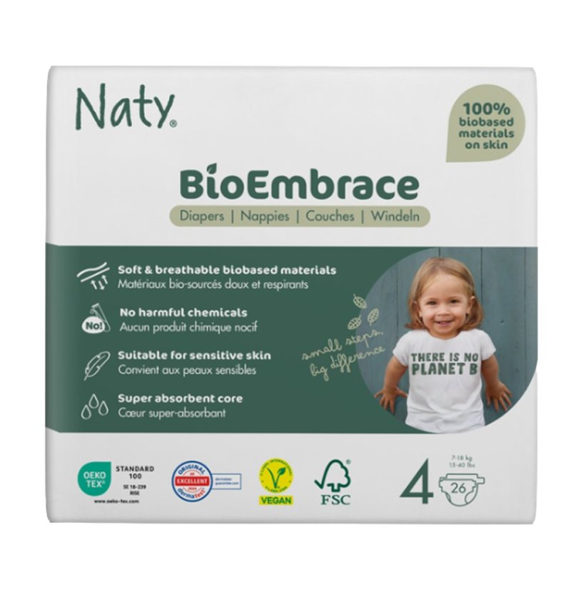 Eco by Naty - Detské plienky - veľkosť 4 - od 7 do 18 kg (26 ks) SK