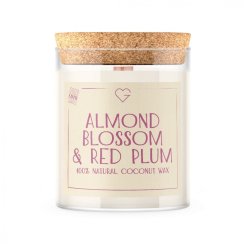 Svíčka s dřevěným praskajícím knotem - Almond Blossom & Red Plum 160 g