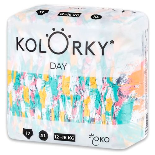 Kolorky DAY - Pieluchy dla dzieci - Brushes - rozmiar XL 12-16 kg (17 szt.)