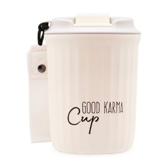 Good Karma Travel Cup - Podróżny kubek termiczny - BIAŁY - 360 ml
