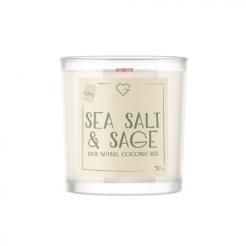 Svíčka s dřevěným praskajícím knotem – Sea Salt & Sage 50 g