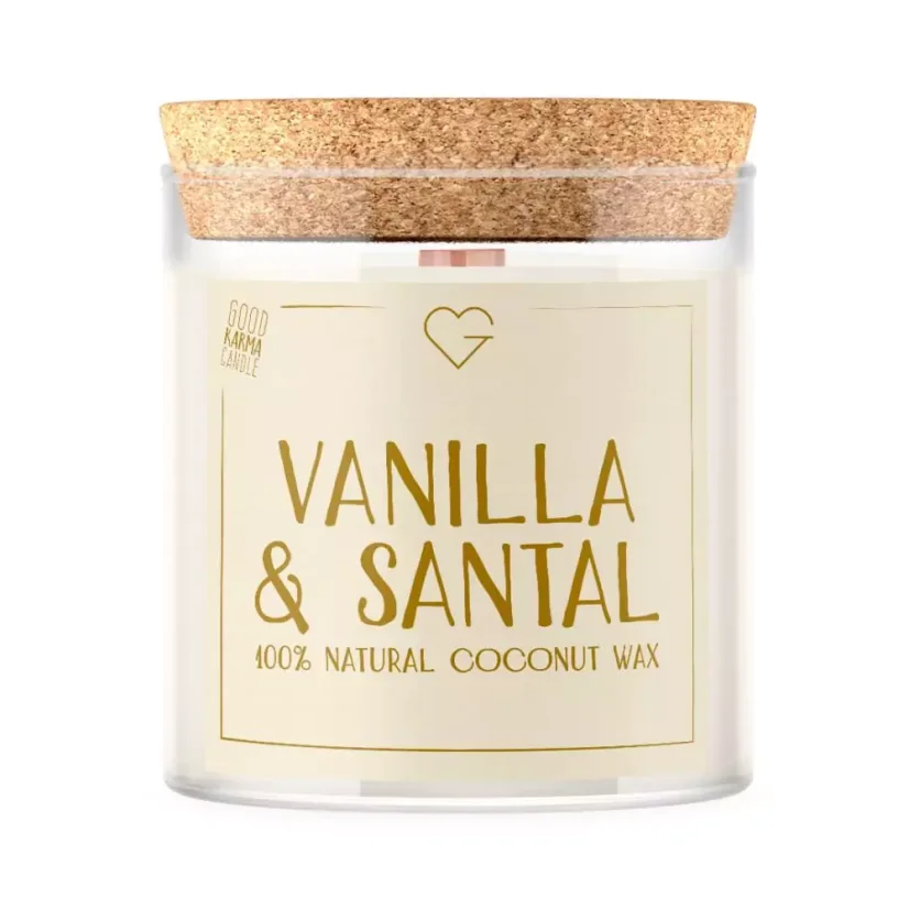 Svíčka s dřevěným praskajícím knotem - Vanilla & Santal 280 g CZ