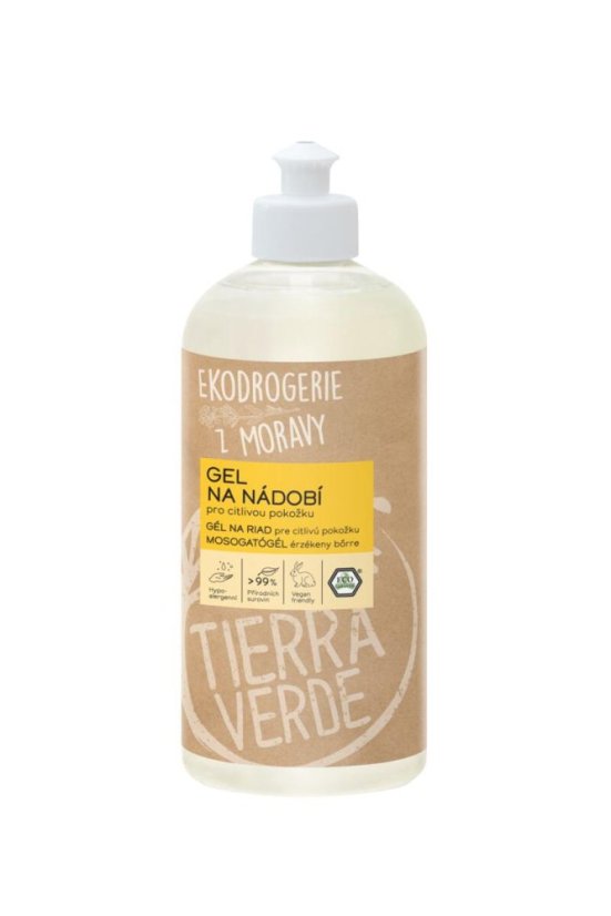 Tierra Verde Gel na nádobí – citlivá pokožka (lahev 500 ml) SK