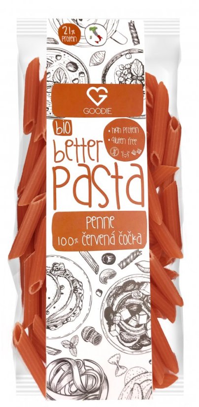 Těstoviny proteinové - 100% Červená čočka - Penne BIO 250 g CZ