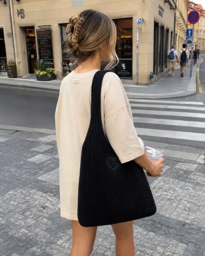 Knitted Bag Black - Torba pleciona czarna 1 szt.