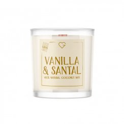 Svíčka s dřevěným praskajícím knotem - Vanilla & Santal 50 g