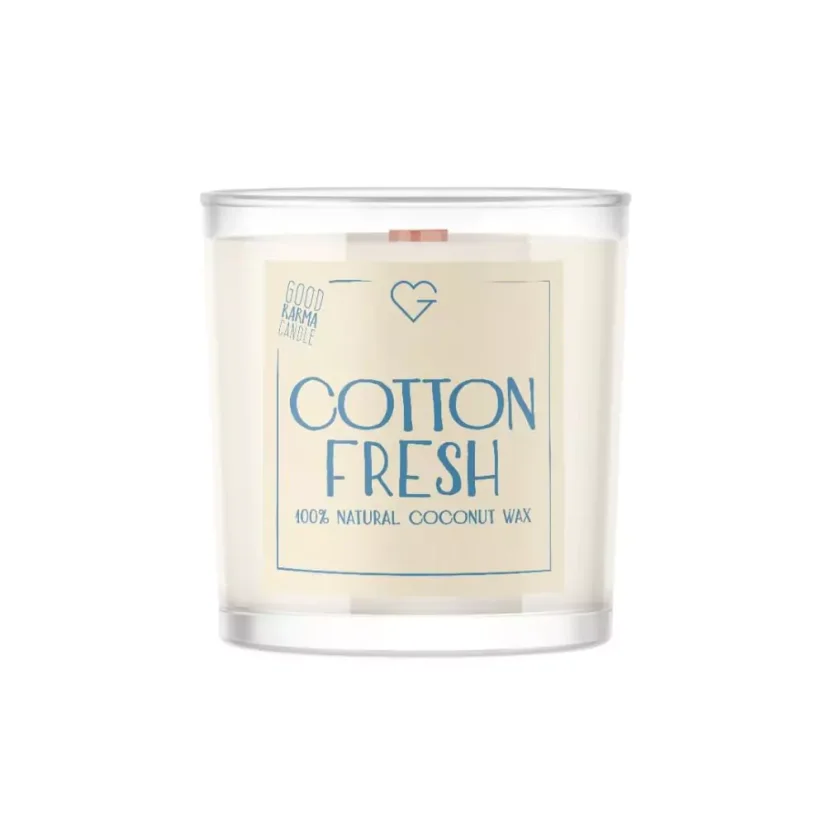 Svíčka s dřevěným praskajícím knotem - Svěží bavlna - Cotton Fresh 50 g CZ