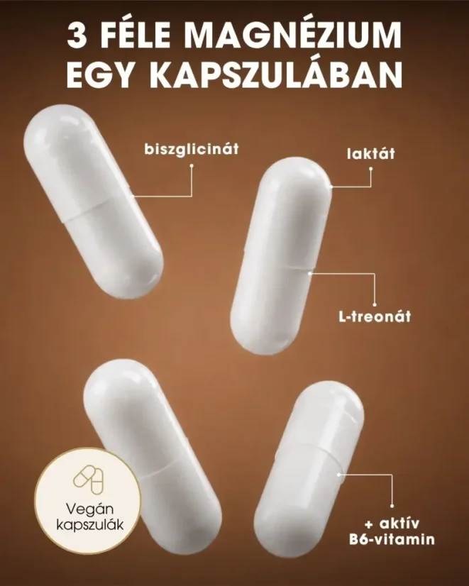 HU Magnézium - Esti komplex - 3 féle magnézium, vegán kapszulák