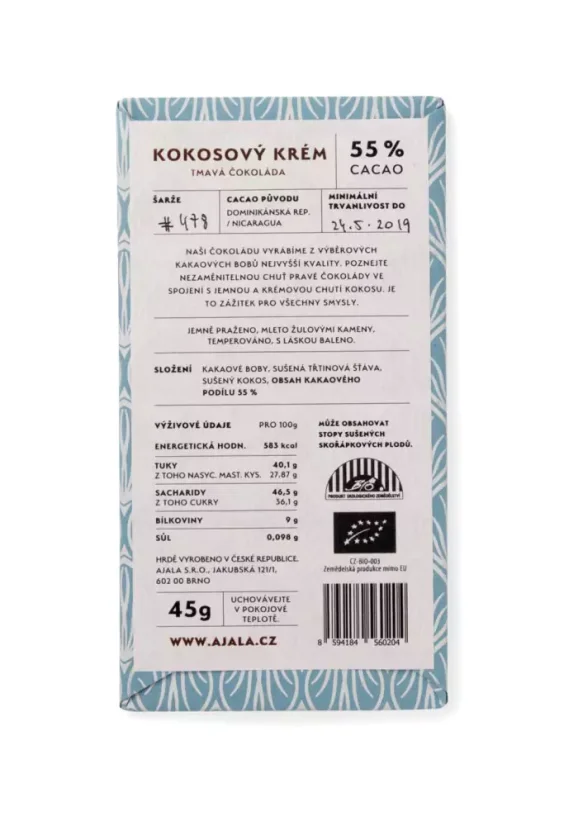 AJALA - Kokosový krém 55% čokoláda BIO 45 g_2