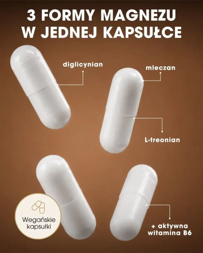 PL Magnez – Kompleks wieczorny – 3 formy magnezu, wegańskie kapsułki