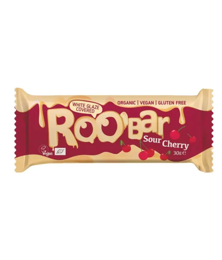 Roobar - Sour cherry covered with white glaze BIO 30 g SK