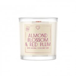 Svíčka s dřevěným praskajícím knotem - Almond Blossom & Red Plum 50 g