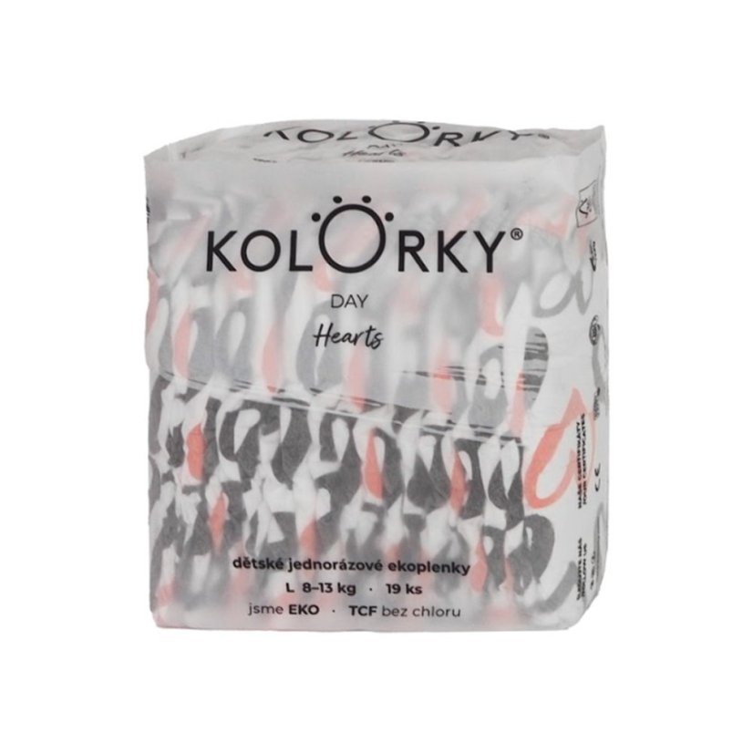 Kolorky DAY - Pieluchy dla dzieci - Hearts - rozmiar L 8-13 kg (19 szt.) PL