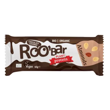 Roobar - Proteinová s čokoládou - Almond & protein bar covered with chocolate BIO 40g