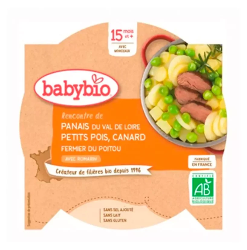 BABYBIO - przekąska na dzień z pasternaku z groszkiem i kaczką 260 g PL
