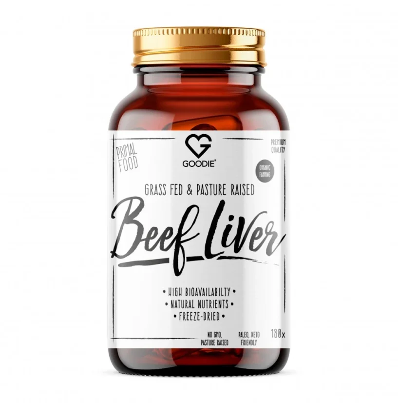 Hovězí játra - mrazem sušená - volný chov - organické BIO zemědělství - kapsle 180 ks