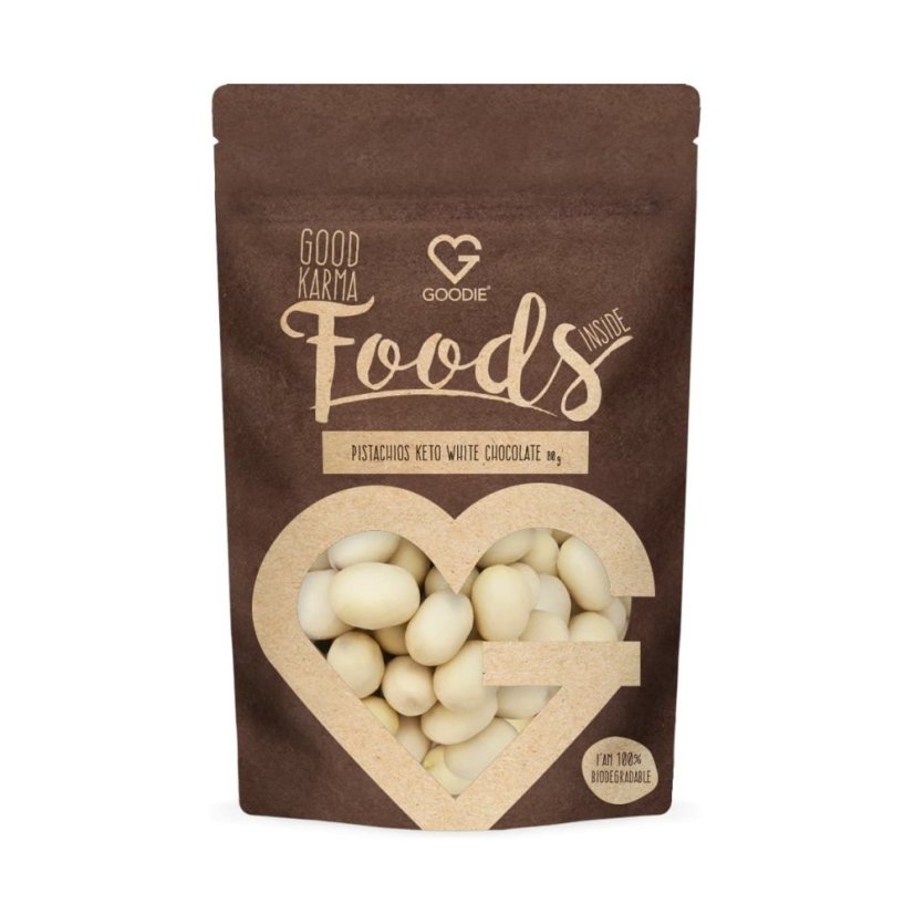 Pistácie v keto bílé čokoládě 80 g