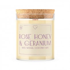 Svíčka s dřevěným praskajícím knotem - Rose Honey & Geranium 160 g