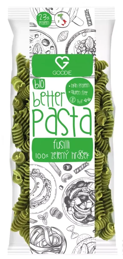 Těstoviny proteinové - 100% Zelený hrášek - Fusilli BIO 250 g CZ