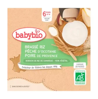 BABYBIO - kaszka ryżowa z brzoskwinią i gruszką 4×85 g PL