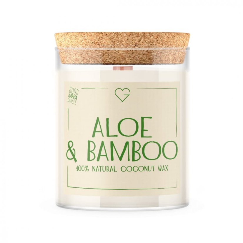 Svíčka s dřevěným praskajícím knotem - Aloe & Bamboo 160 g CZ
