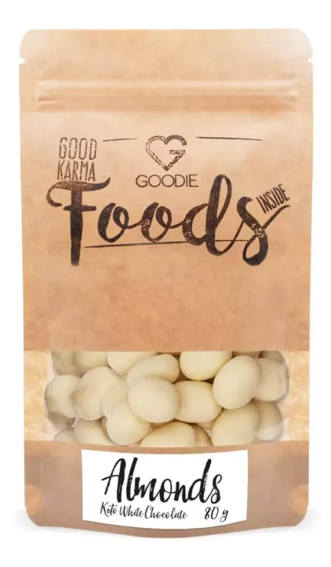 Mandle v keto bielej čokoláde 80 g SK