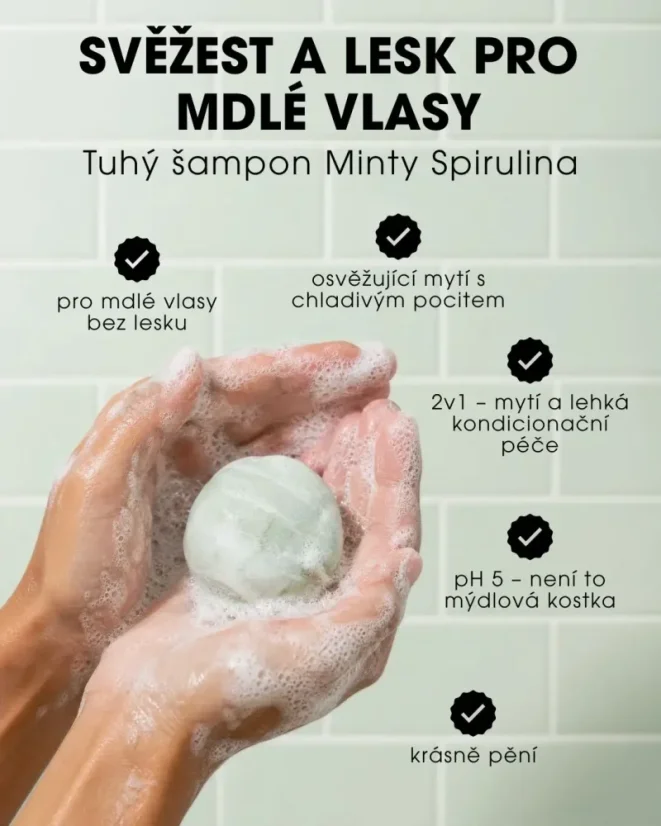 Tuhý šampon - Minty Spirulina 45 g
