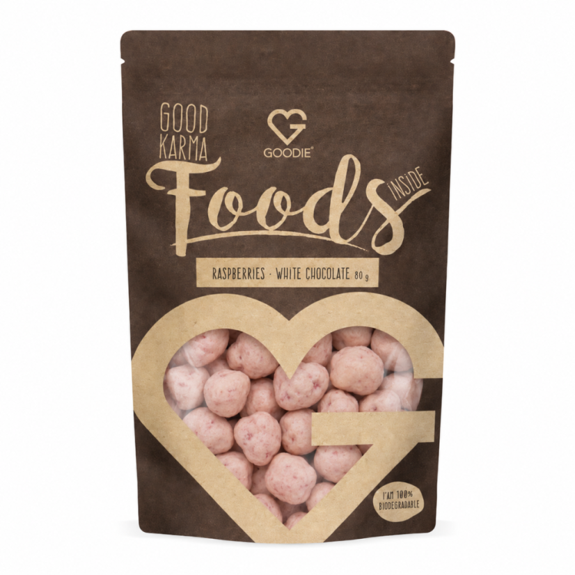 Lyofilizované maliny v bílé čokoládě 80 g