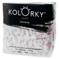 Kolorky NIGHT - Dětské pleny - Unicorns - velikost XL 12-16 kg (17 ks)