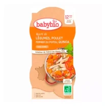 BABYBIO - przekąska na dzień z warzywami z kurczakiem i komosą ryżową 2×200 g