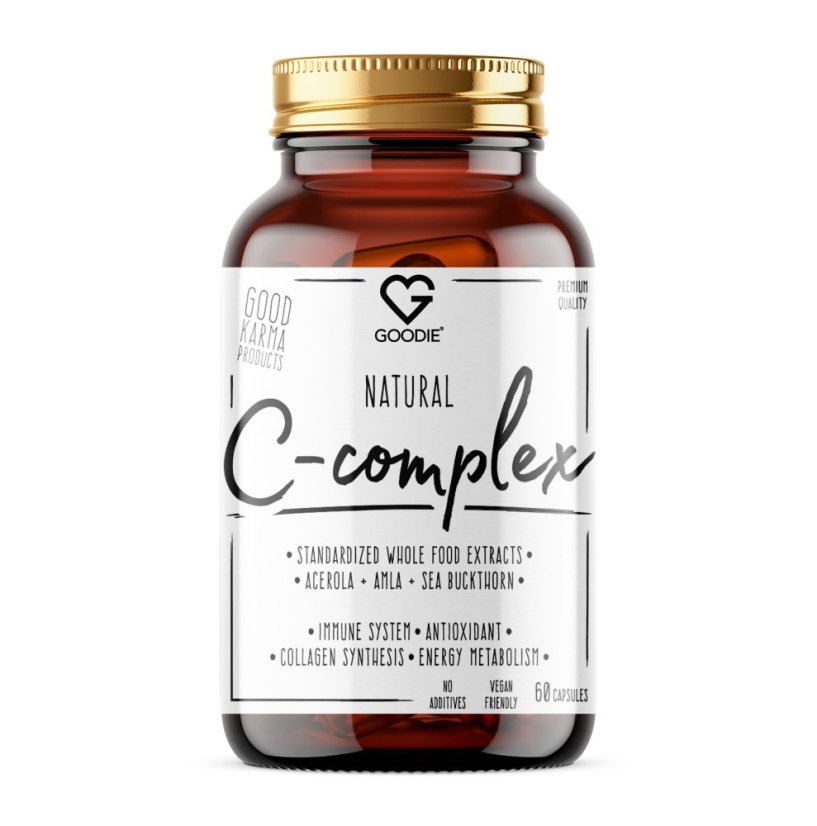 Natural Vitamin C-Komplex - Celistvý BIO extrakt z Acerola & Amla & Rakytník NakoMIN® - 60 kapslí