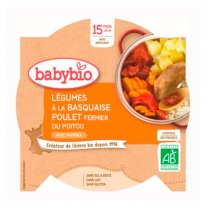BABYBIO - przekąska na dzień z warzywami, kurczakiem baskijskim i ryżem 260 g
