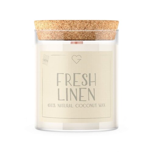 Svíčka s dřevěným praskajícím knotem - Fresh Linen 160 g