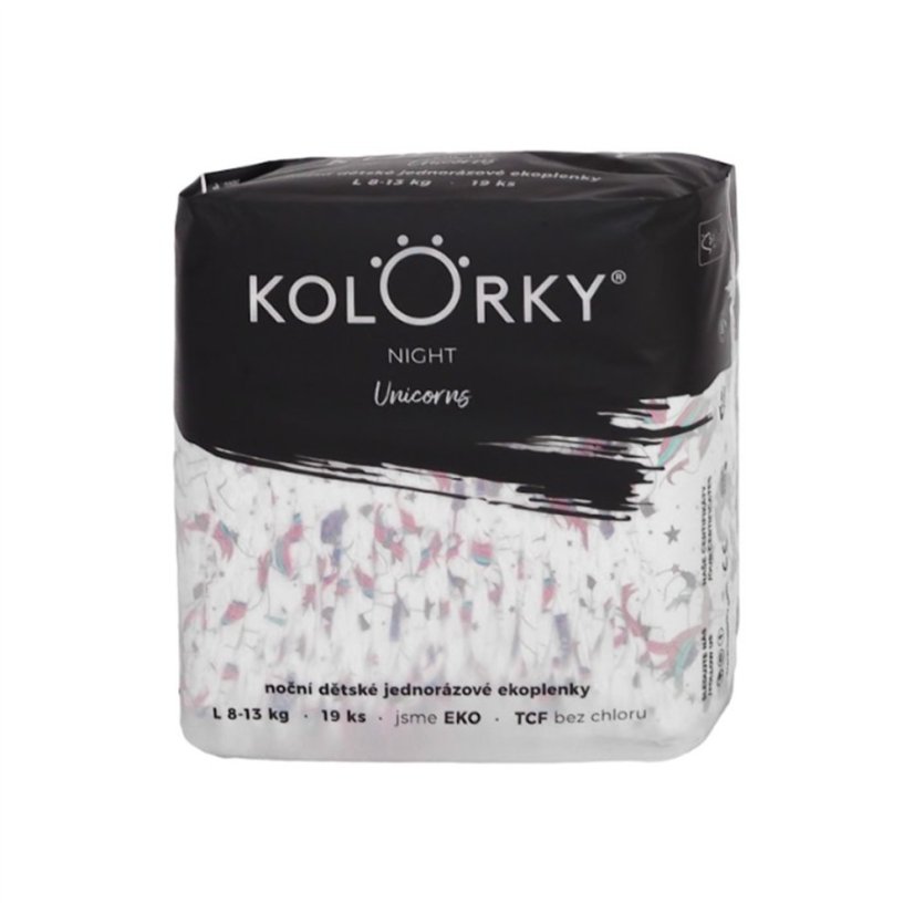 Kolorky NIGHT - Detské plienky - Unicorns - veľkosť L 8-13 kg (19 ks) SK
