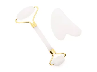 Face Massage Set (Jade roller & Gua Sha) - WHITE CZ