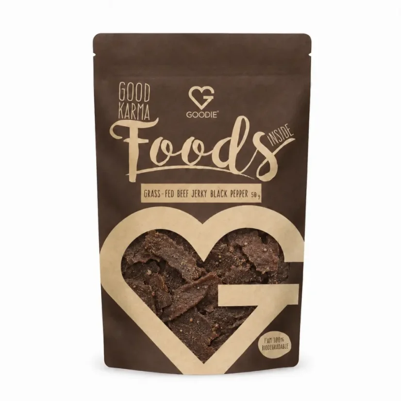 Grass-fed sušené hovězí maso - Jerky - černý pepř 50 g - VÝPREDAJ 5/12/2026