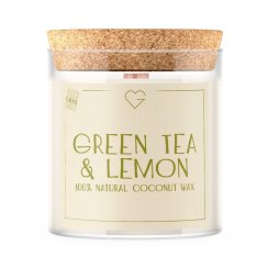 Svíčka s dřevěným praskajícím knotem - Green tea & lemon 280 g