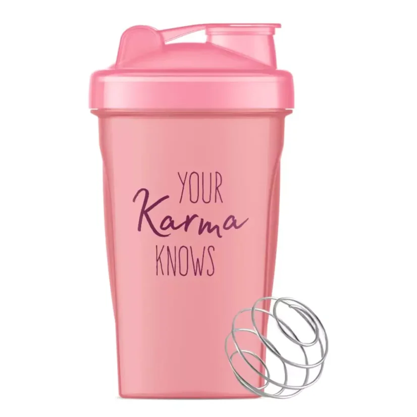 Plastový shaker s kovovou spirálou - růžový - 400 ml - 1 ks CZ