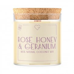 Svíčka s dřevěným praskajícím knotem - Rose Honey & Geranium 280 g