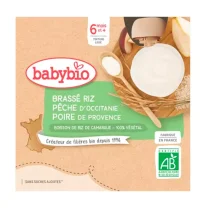 BABYBIO - kaszka ryżowa z brzoskwinią i gruszką 4×85 g